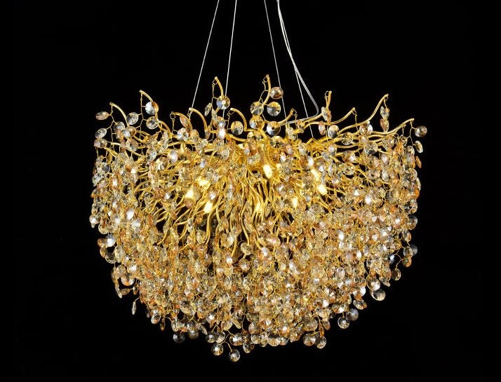 800 MM Crystal Gold LED Tree Chandelier